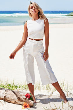 Culotte Frill Trousers in White