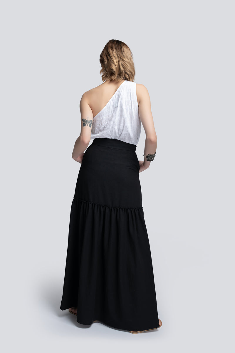 Maxi Skirt in Black Viscose