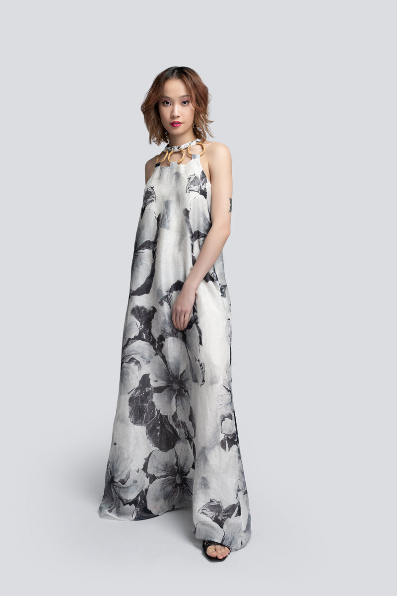 Halterneck Maxi Dress in Floral Print