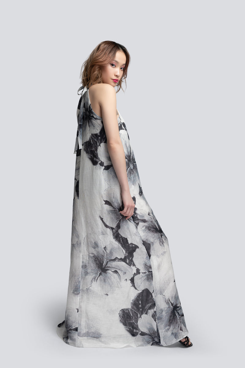 Halterneck Maxi Dress in Floral Print