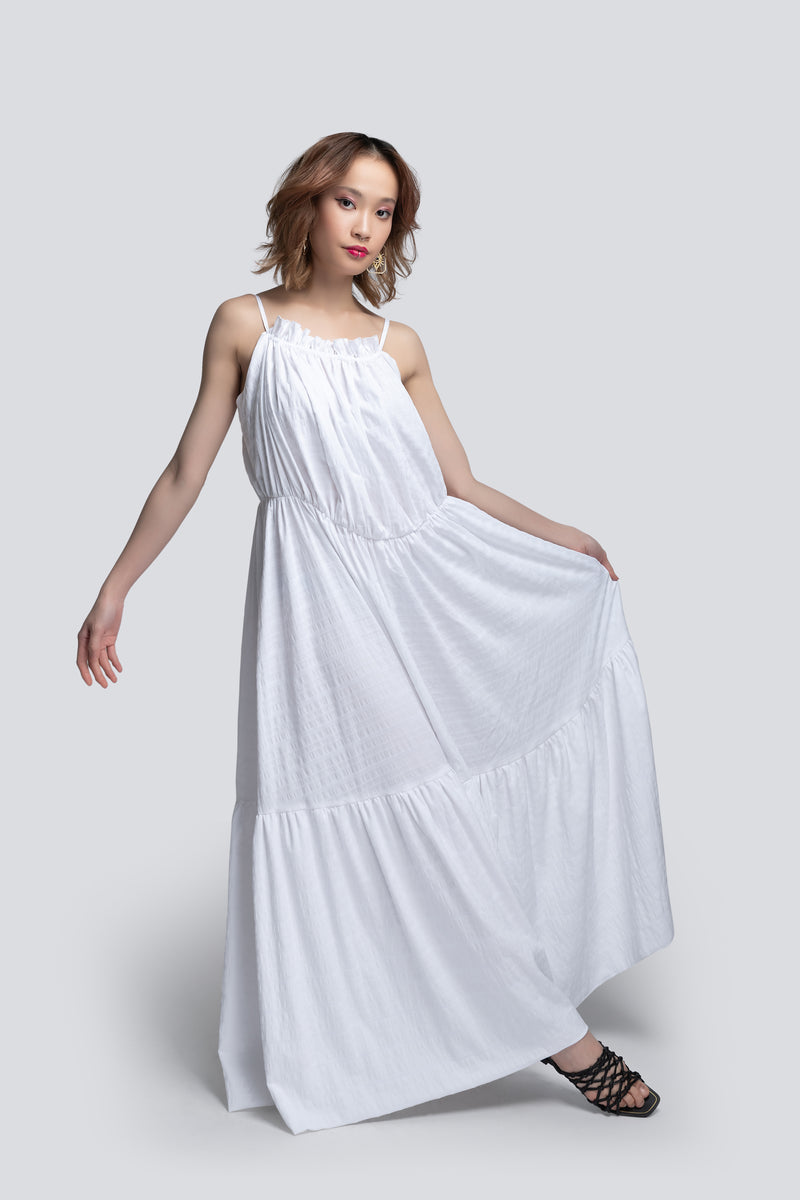 Mae Parachute Maxi Dress in White