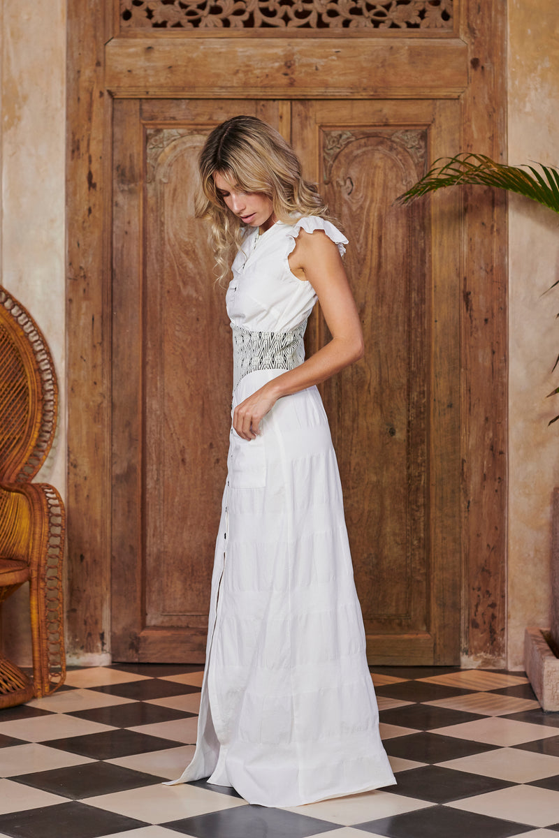 Queen White Cotton Maxi Dress